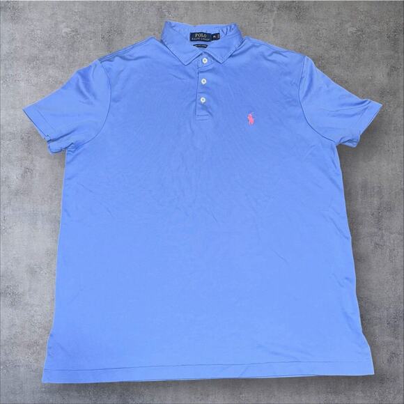 Polo Ralph Lauren Men’s Size XL Sky Blue Pink Pony Pima Soft Touch Polo Shirt - Picture 1 of 7